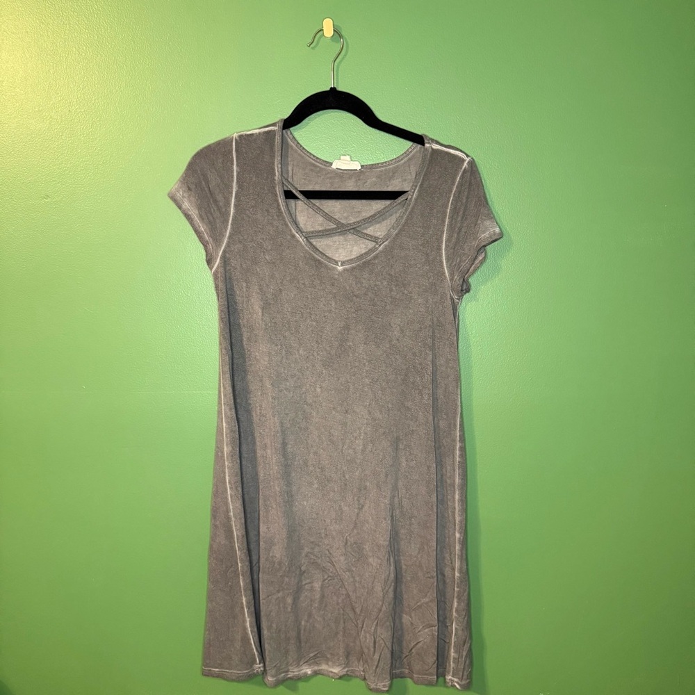 Ultra Flirt Charcoal Short Sleeve T-Shirt Dress